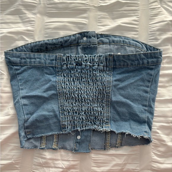 Denim Cropped Strapless Top. Never worn. - Picture 2 of 2